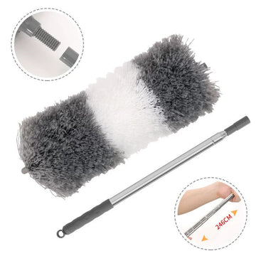 Extendable Feather Duster Long Duster Magic Cobweb Duster Brush-Grey