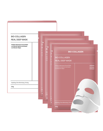 Korean Skincare - Bio Collegan Real Deep Mask, Hydrating Overnight Hydrogel Mask, Pore Minimizing, Elasticity Improvement, 34g x4ea - Pack of 50 pcs