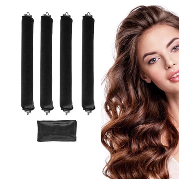 5pcs Overnight Heatless Hair Curler Blowout Rods Heatless Curls Flexi Rods with Silk Scarf for All Hair Types