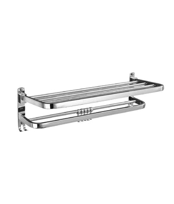 Foldable Double Towel Rail Holder Wall Mounted Stainless Steel Bathroom Rack Shelf