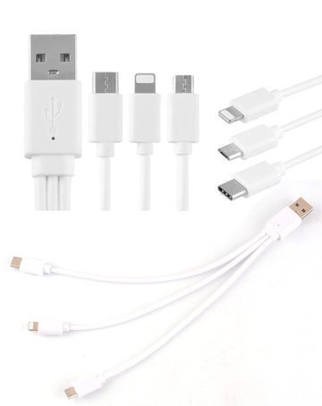20cm 3 in 1 8 pin Micro USB Data Charging Cable for iPhone Samsung