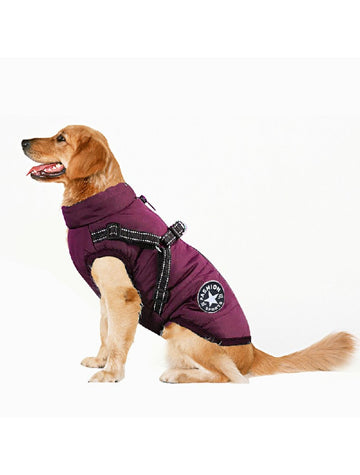 Pet Clothes Autumn Winter Warm Padded Coat Reflective Dog Vest Puppy Jacket with Harness