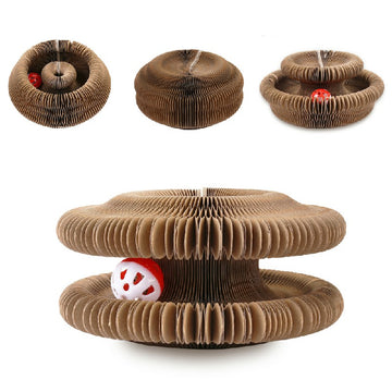 Organ Cat Scratching Board Foldable Accordion Cat Toy with Toy Bell for Cat Grinding Claw