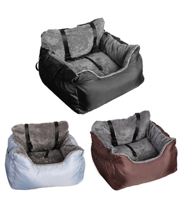 Dog Car Seat Plush Cosy Pet Car Booster Seat for Small Dogs and Cats with Storage Pocket and Safety Leash