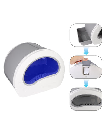 Large Cat Litter Box Anti-Splashing Cat Pan Drawer Cat Potty Tray with Sterilizing Light - Grey