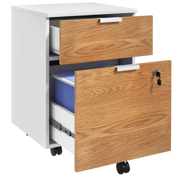 Two-Drawer Lockable Filing Cabinet - Wood Effect