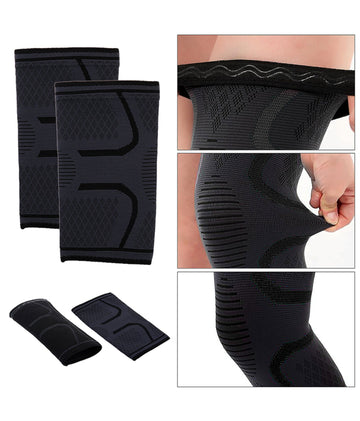 1 Pair Self-Heating Anti-slip Knee Support Pad Arthritis Brace Protective Belt Black