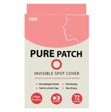 ODUR Pure Pimple Patches – 72 Hydrocolloid Invisible Spot Treatment Stickers