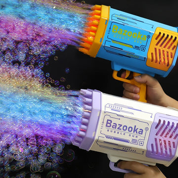 Bubble Gun Rocket 69 Holes Soap Bubbles Machine Gun With Light Toys For Kids