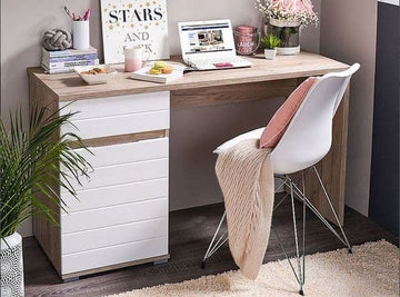 Elano Oak and White Gloss Desk - 3037
