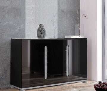 Elise Black High Gloss And Grey 2 Door / 4 Drawer Sideboard T46- 3021