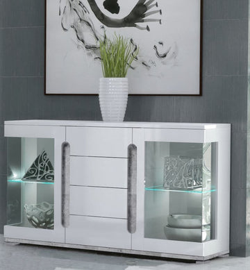 Elise White High Gloss And Grey Glass Door Sideboard T32 - 3018