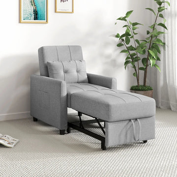 HOMCOM Linen-Look Single Chair Bed