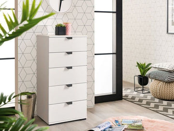 Limone Arctic White Narrow 5 Drawer Chest - 3409