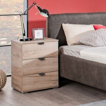 Limone Oak Effect 3 Drawer Bedside Table - 3404