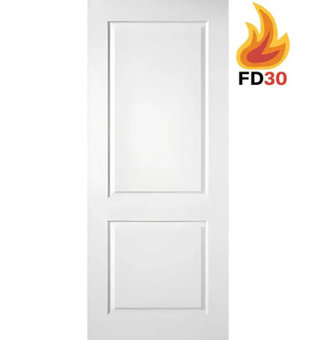 PREMDOR Cambridge White 2 Panel Primed Smooth Fire Door FD30 Various Size