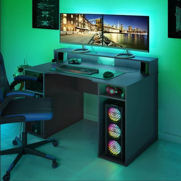 Sega Dark Grey Gaming Desk With Hutch - 3079