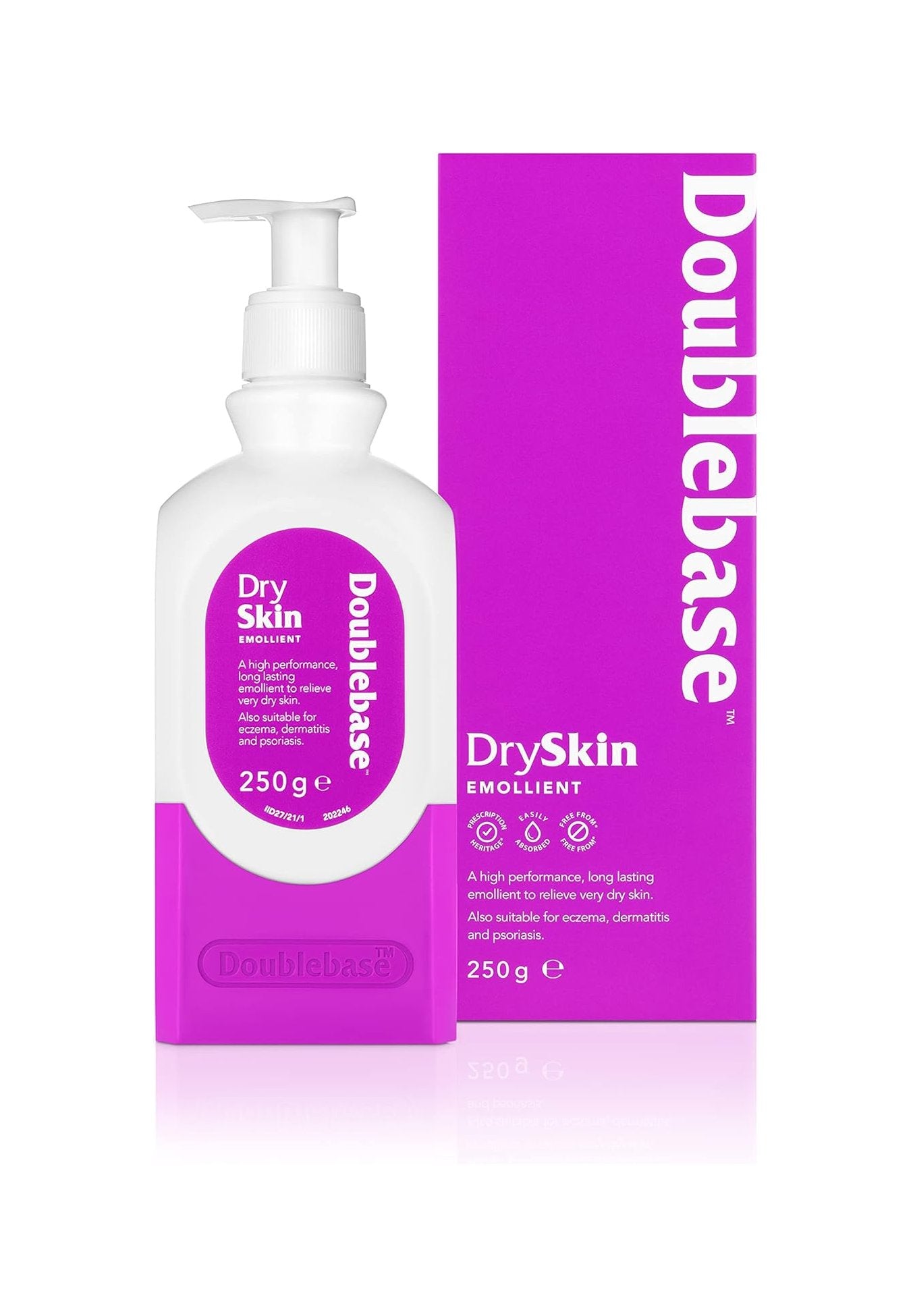 Doublebase Dry Skin Emollient. Clinically Proven Moisturiser for Eczema, Psoriasis and Dermatitis Treatment. Body Cream for Dry Skin Relief, 250g