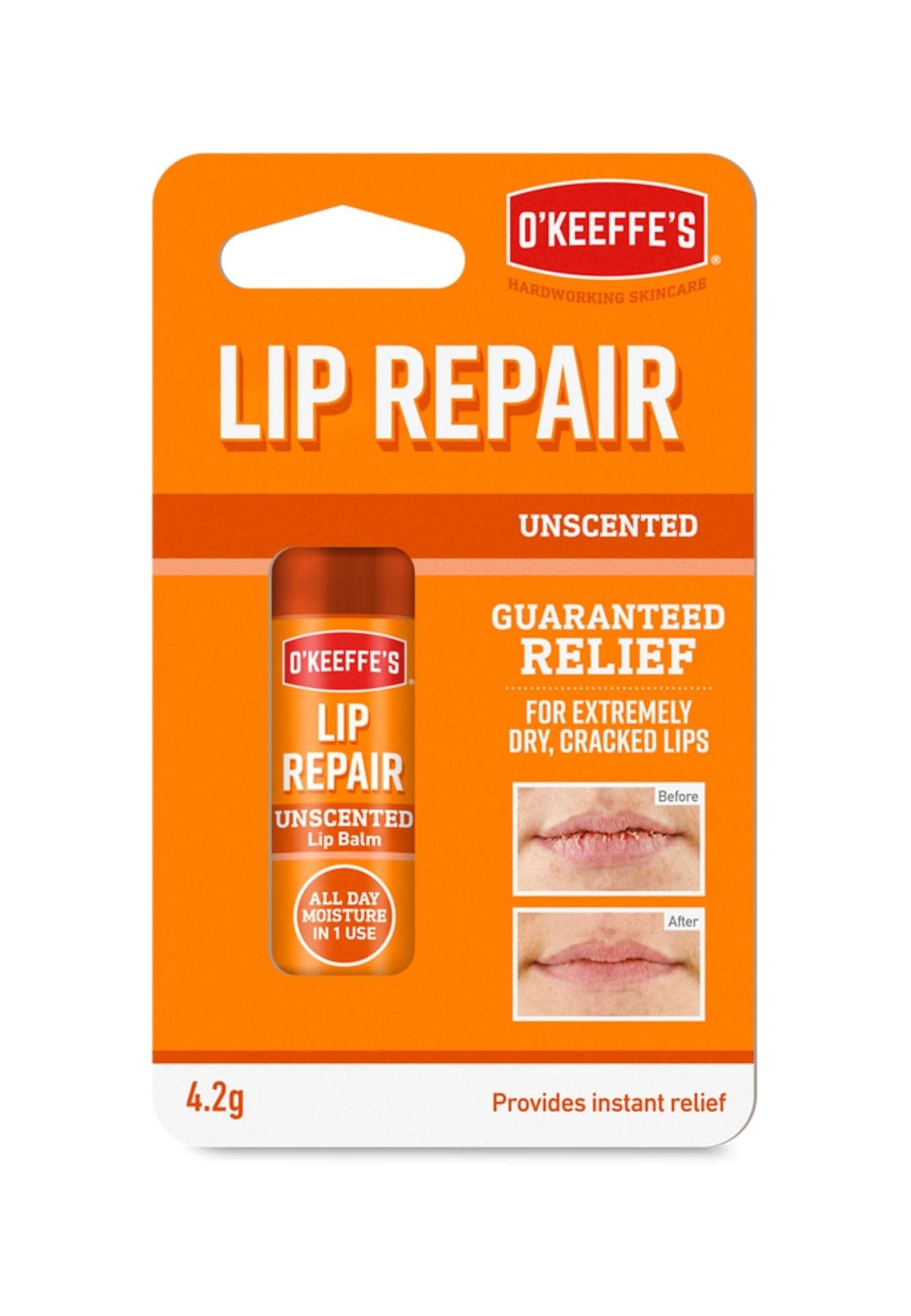 O'Keeffe's Lip Repair Unscented Lip Balm, 4.2g – For Extremely Dry, Cracked Lips