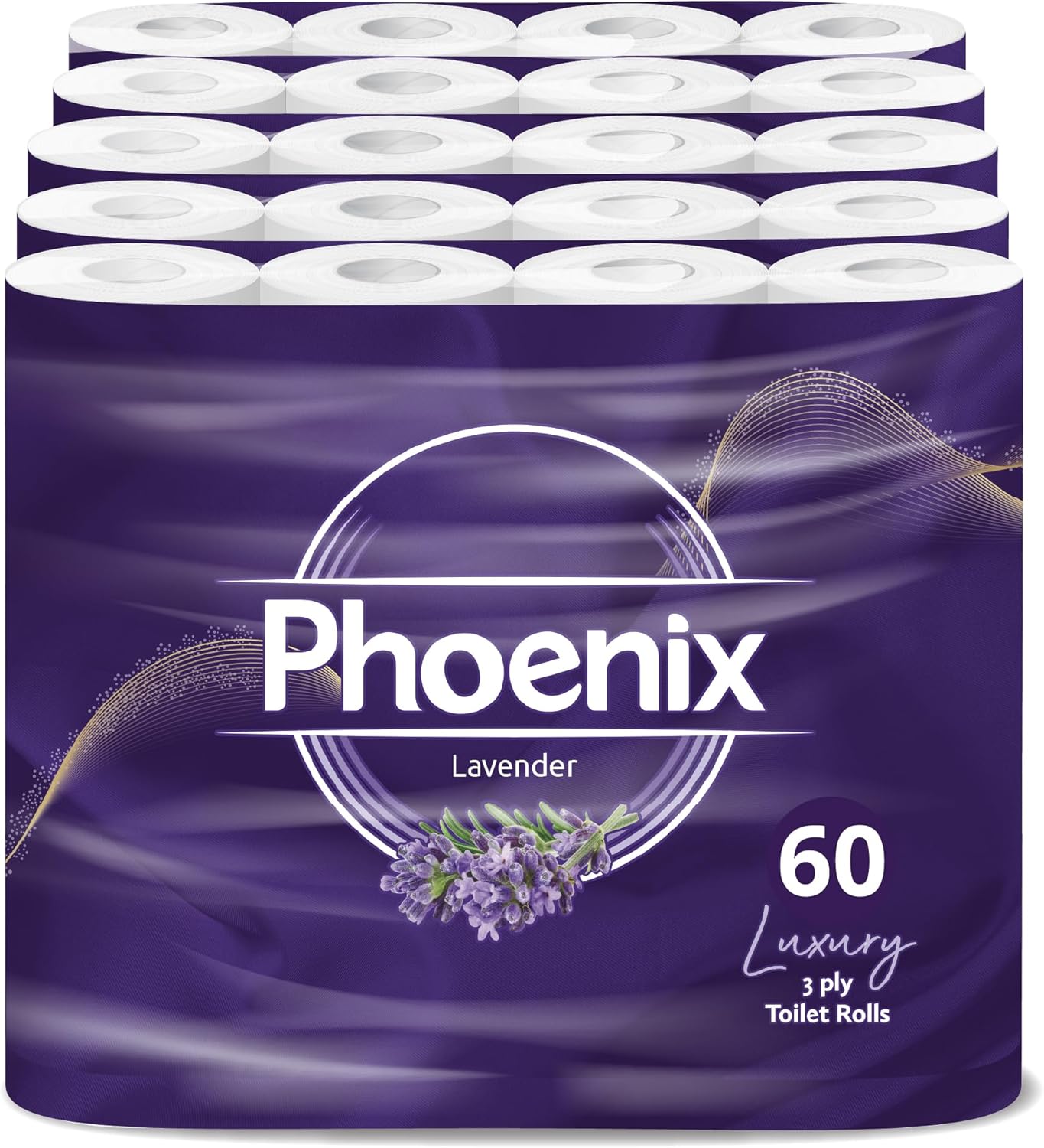 Phoenix Toilet Rolls – 60 Pack | 3 Ply Lavender Scented Toilet Paper | Bulk Buy Bathroom Tissue
