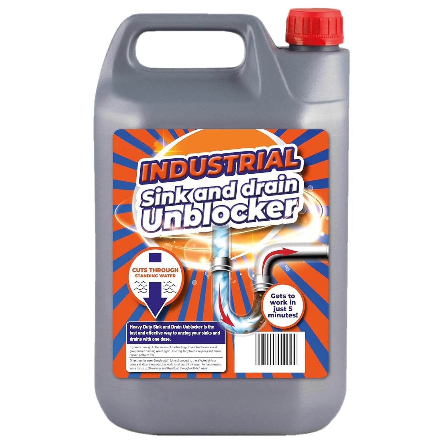 5 Litre Heavy Duty Sink & Drain Unblocker Strong Cleaning Liquid Plug Hole Toilet Cleaner Tool For Home, Office, Garage & Shops