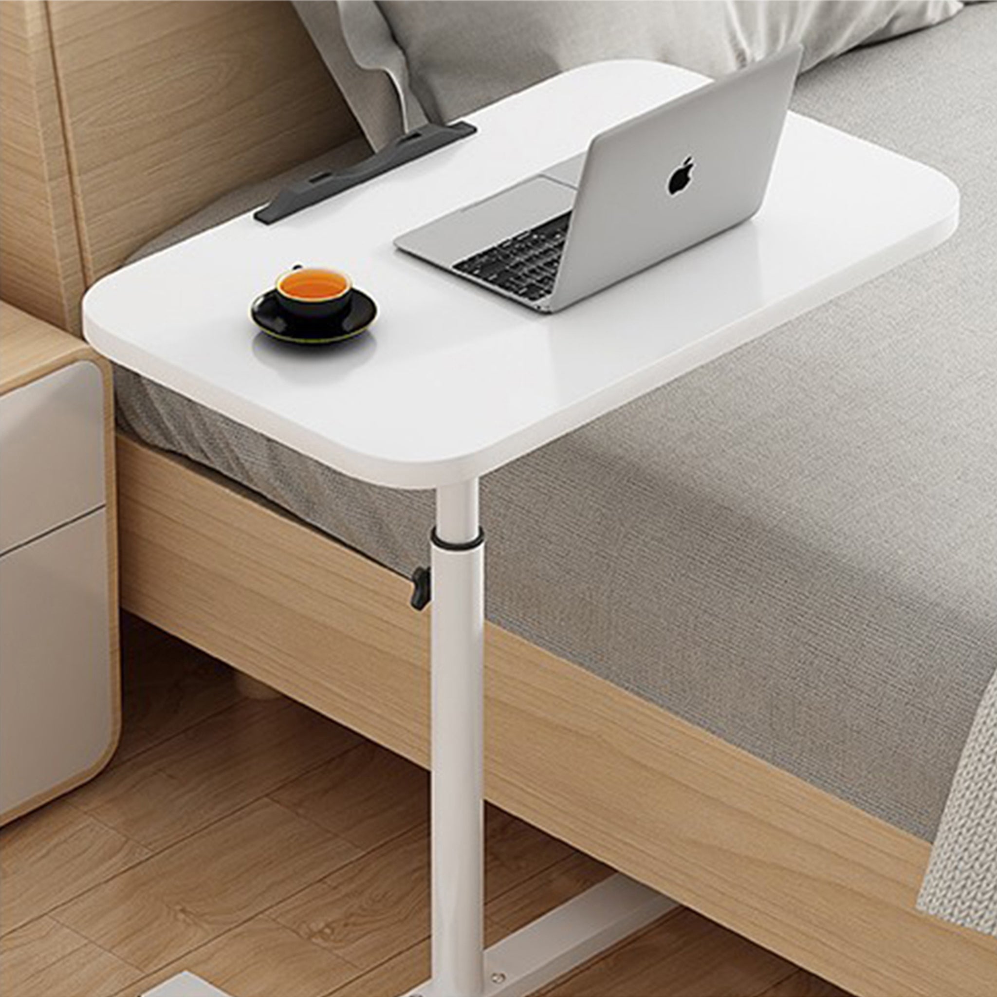 Adjustable Overbed Table Over Hospital Bed Tray with Wheels for Home Use or Medical