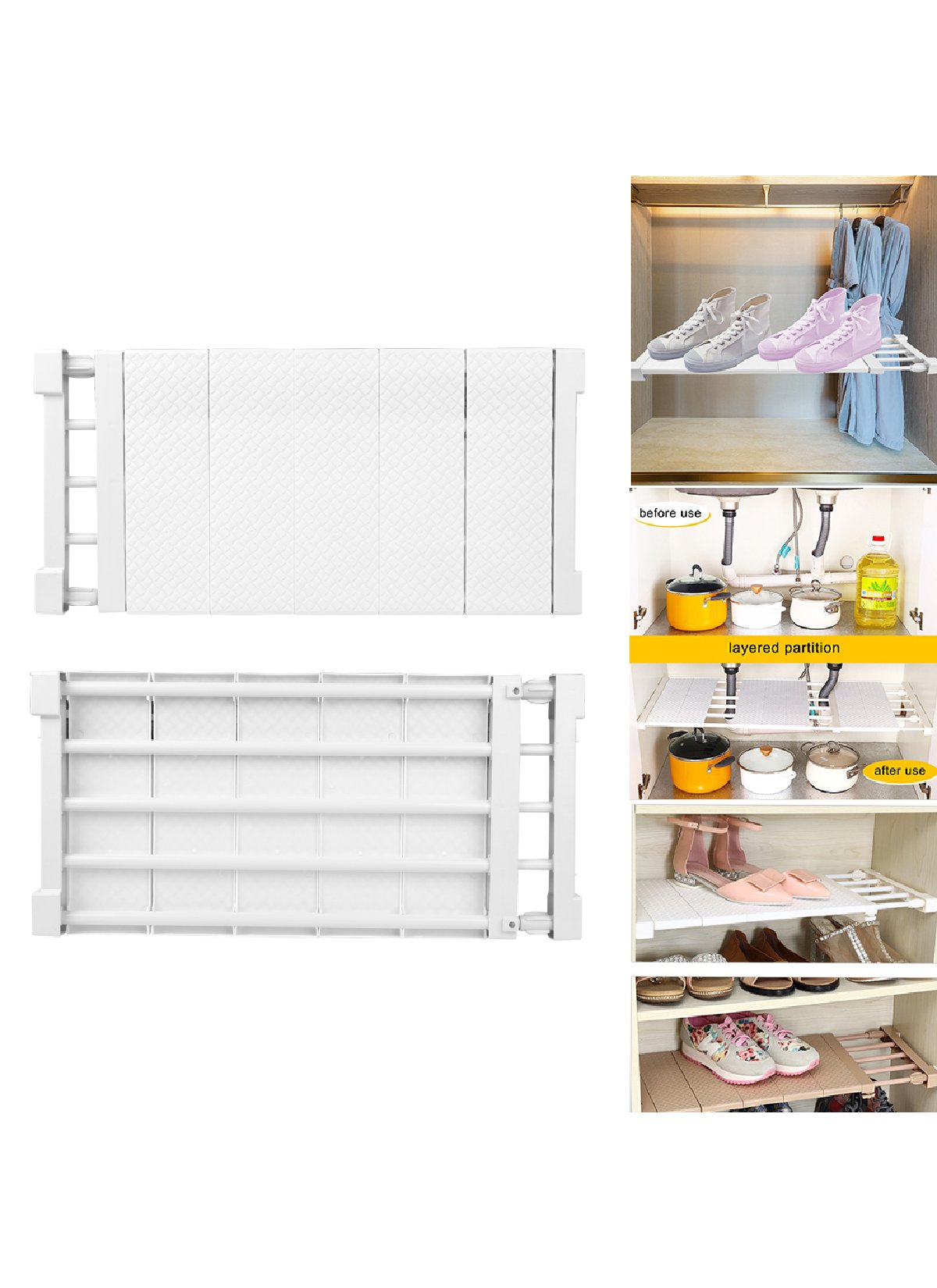 Adjustable Extendable Rack Closet Cupboard Divider Rack Storage Organizer Shelf Easy to install