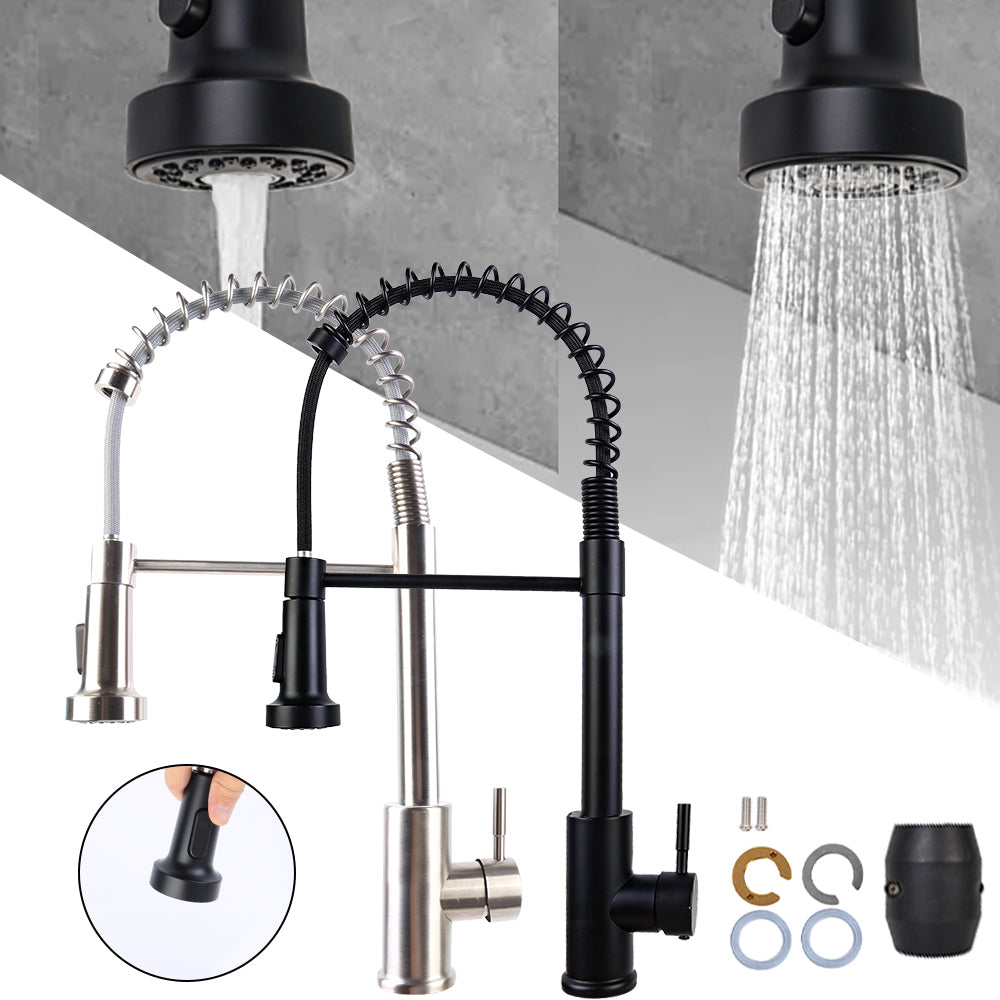 Monobloc Kitchen Sink Mixer Tap with Pull Out Hose Sprayer Single Lever
