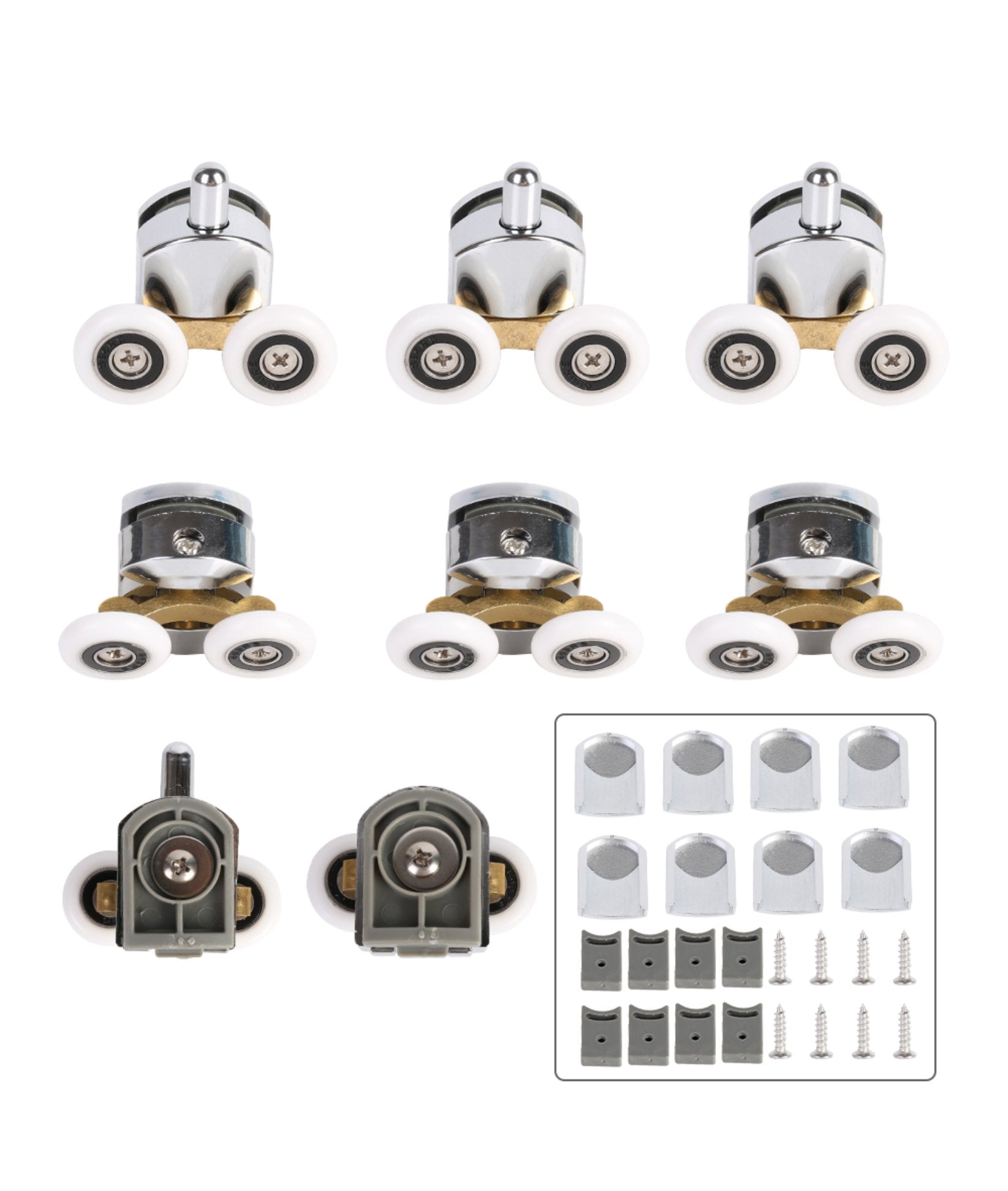 8 Pcs Shower Door Rollers Replacement Sliding Shower Door Runners Wheels for Glass