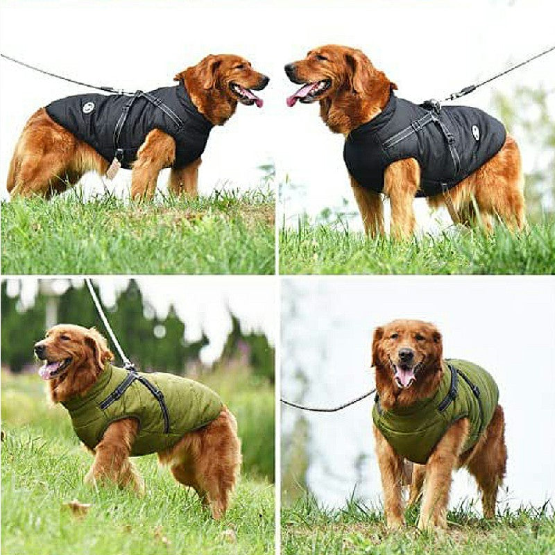 Pet Clothes Autumn Winter Warm Padded Coat Reflective Dog Vest Puppy Jacket with Harness
