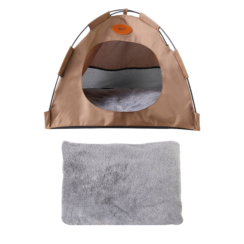 Pet Tent Cat Puppy Play Tent House with Warm Soft Bed Pad