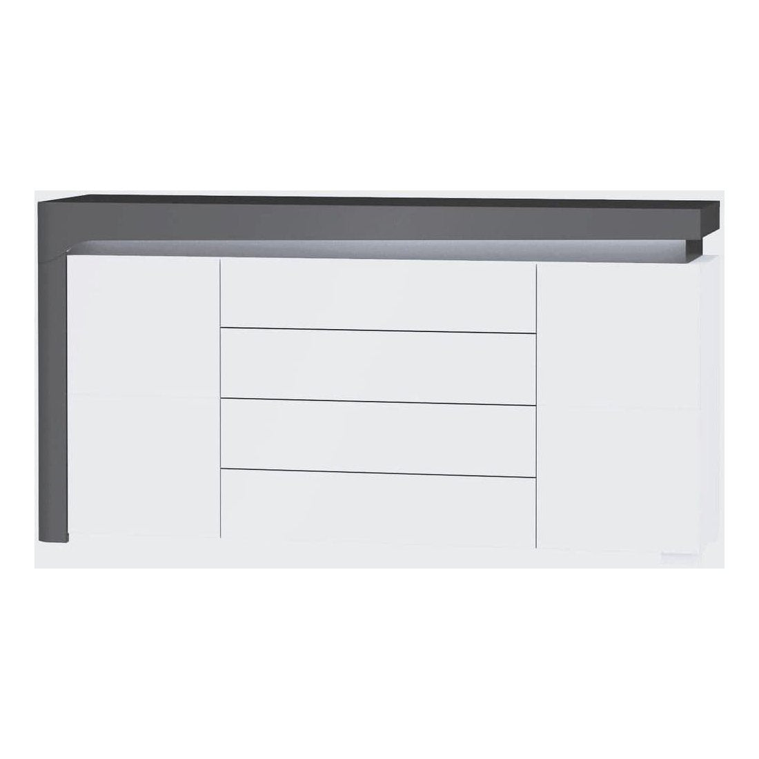 Athens Grey And White Gloss 2 Door / 4 Drawer Sideboard With Lights - 3170