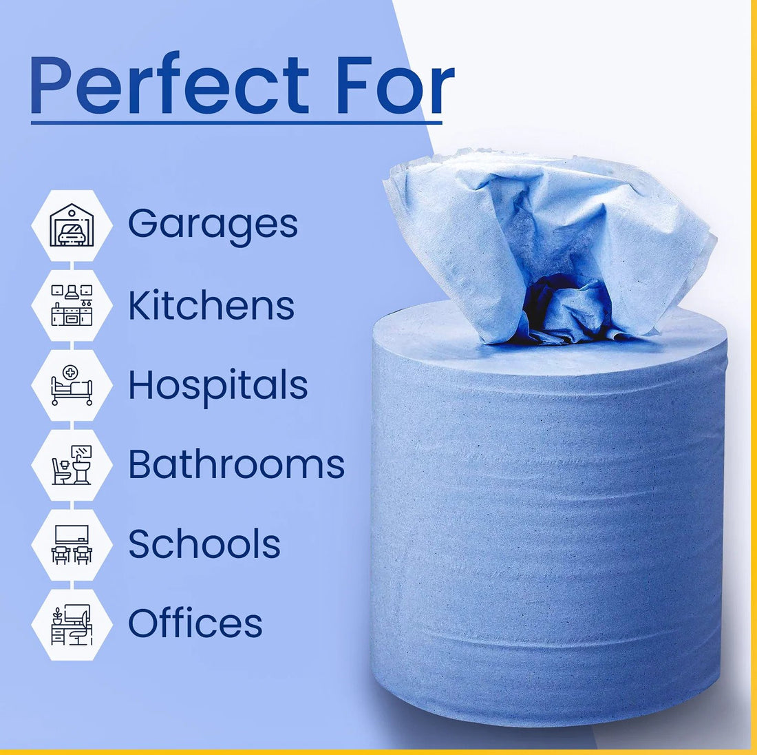 6 Blue Centrefeed Rolls & Dispenser