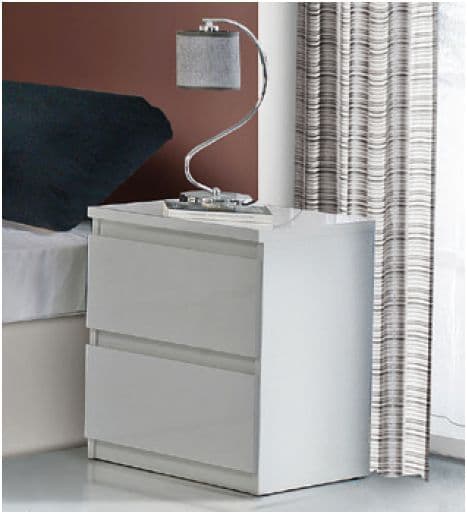Louise White Gloss Bedside Table - 2413 -