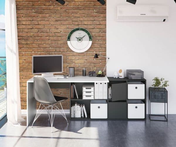Mulberry White and Grey Reversible Large Corner Desk with Storage - 3135